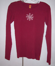 LUCY ACTIVEWEAR Pink Raspberry Winter Snowflake Cotton Yoga T-Shirt Top ... - £7.82 GBP