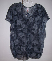 NWT SWEET PEA Sheer Black Gray Mesh Paisley Tunic Top Butterfly Sides On... - $27.23