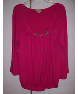 Ella Moss Fuschia Pink Blouson Top Scoop Neck w/ Twisted Rope Trim Sz XS... - $338.70 MXN