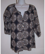 SWEET PEA Stacy Frati Black Beige Cream Rose Window Pattern Blouse Top M... - $357.32 MXN