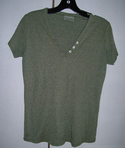 Euc Michael Stars Maternity Green Khaki Shine Tee Top Cap Sleeve T Shirt Osfm - £12.85 GBP