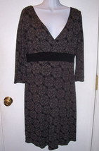 Ann Taylor Loft Faux Wrap Empire Black Camel Print Dress Career Sz 4 EUC - $27.72