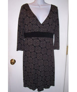 Ann Taylor Loft Faux Wrap Empire Black Camel Print Dress Career Sz 4 EUC - $526.87 MXN