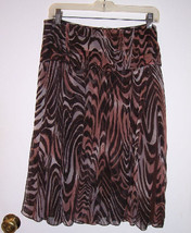 NWT Flirty WD NY Drop Waist Silk Skirt Brown Taupe Mauve Jungle Print Sz 10 - £30.72 GBP