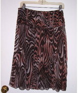 NWT Flirty WD NY Drop Waist Silk Skirt Brown Taupe Mauve Jungle Print Sz 10 - $38.56