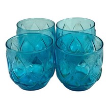 Vintage 1960’s Hazel Atlas El Dorado Blue Dot 6 Ounce Juice Glasses Lot Set of 4 - £22.34 GBP