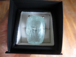 Custom Estate Huge 157 ct Aquamarine diamond 14k yellow gold &amp; SS ring Sz 6.5-7 - £29,280.40 GBP