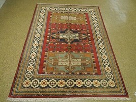 Red 6&#39; x 8&#39; New Oriental Rug Hand Knotted Decorative Geometric Pattern Carpet - £231.78 GBP
