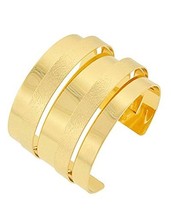 High Polished Hammered Wide Gold Tone Cuff Bracelet Auralee &amp; Company [Jewelry] - £15.96 GBP