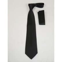Men's Satin Tie Hankie Set J.Valintin Private Collection R63 Black Solid image 6