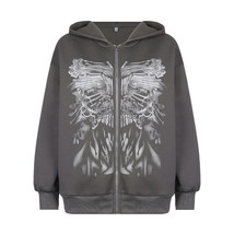 2022 European and  retro high street print hooded sweater coat women&#39;s fleece zi - £94.01 GBP