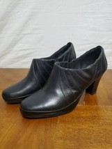Clarks Artisan Black Leather Testured Side Zip Heel Ankle Bootie Boots S... - $20.53