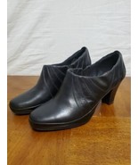 Clarks Artisan Black Leather Testured Side Zip Heel Ankle Bootie Boots S... - €17,68 EUR