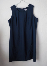 Roamans Navy Blue Sheath Dress Sleeveless Zip Up Women size 26 W Career Classic - £11.68 GBP