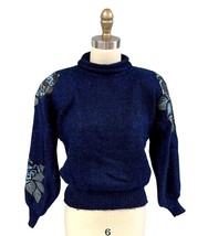 Nella Marchini Womens VTG 80s Mohair Blend Sweater Leather Appliques 42 ... - £94.87 GBP