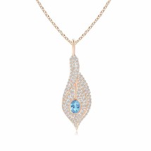 Authenticity Guarantee 
ANGARA Aquamarine Calla Lily Pendant Necklace with Di... - £1,258.44 GBP