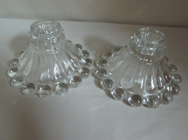 Boopie Beaded Candle Stick Holders Berwick Anchor Hocking Qty 2 Clear 1950 - $9.95