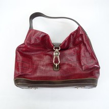 DOONEY &amp; BOURKE Logo Lock Sac Large Hobo Shoulder Bag Red Croc-Embossed ... - $47.45