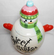 Snowman Sweet Sugar Cookies Jar Ceramic Christmas Canister XMAS CHEER Jay Import - £31.89 GBP