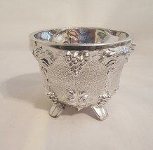 Footed Glass Bowl Mirrored Candy Dish with Grape Motif - $9.00