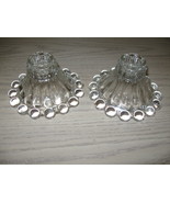 Anchor Hocking Berwick Boopie Beaded Candle Stick Holders Qty 2 Clear 19... - £7.79 GBP