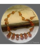 Lucite Acrylic Faux Amber Bead Necklace 15-20" • Vintage Jewelry - $13.72