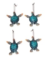 Set Of 4 Nautical Blue Sea Turtles Ocean Marine Wall Hanger Decor Tree O... - $51.93 CAD