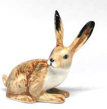 ZOOCRAFT Ceramic Wild Rabbit Figurine Hand Painted Brown Miniature Terrarium Gar - £15.71 GBP