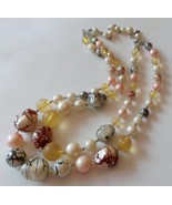 Colorful 2 strand beaded choker necklace made in Japan - $11.87