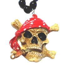 Pirate skull and crossbones Mardi Gras Necklace Beads Bead Gasparilla - £4.71 GBP