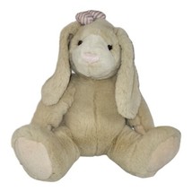 Vtg Commonwealth Brown Bunny Rabbit Plush Pink Striped Bow 1993 13&quot; - £9.41 GBP