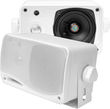 Pyle 3-Way Weatherproof Outdoor Speaker Set - 3.5 Inch 200W Pair Of, White - £32.35 GBP