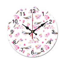 Mondxflaur Bird Flowers Wall Clock Non-Ticking Sweep Movement for Living Room - £16.11 GBP+