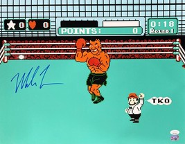Mike Tyson Signed in Blue 16x20 Boxing Punch Out Photo JSA ITP - £98.92 GBP