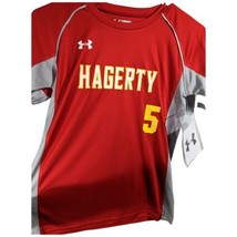 Kids Hagerty Baseball Jersey Size Youth Medium Red # 5 Under Armour Shirt - $19.98