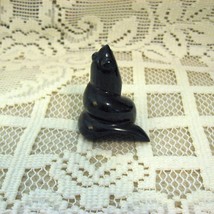 Carved Black Obsidian Handmade Snake, Serpent From Peru, 2-1/4 Inches High - £15.82 GBP