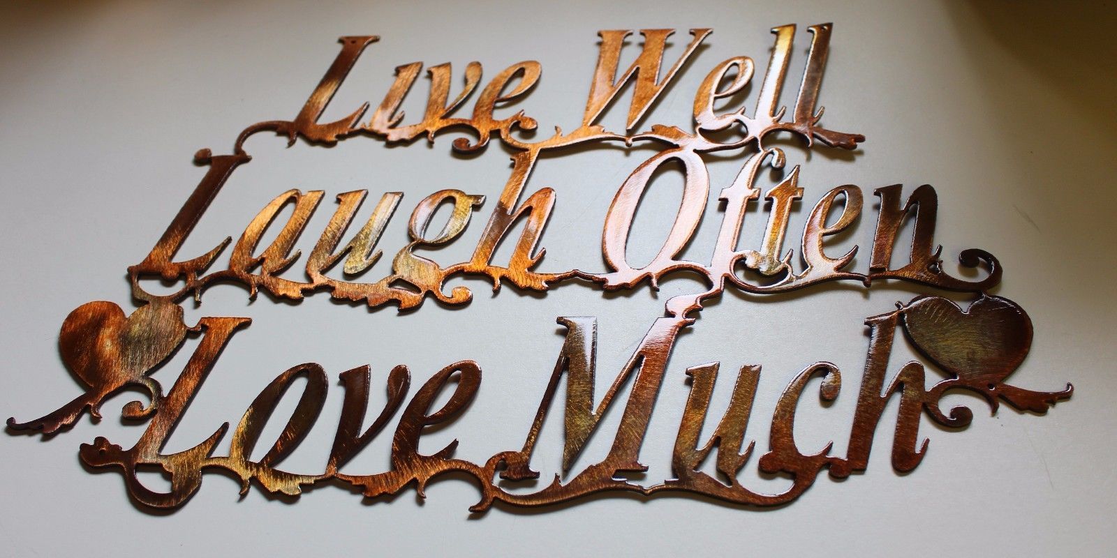 Live Well Laugh Often Love Much Metal Wall Art Accents 15 " wide x 9 1/4 " tall