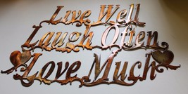 Live Well Laugh Often Love Much Metal Wall Art Accents 15 " wide x 9 1/4 " tall - £33.39 GBP