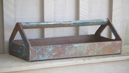 Rustic Metal Tool Box Tote Caddy Primitive Farmhouse Repurpose Display U... - $39.60