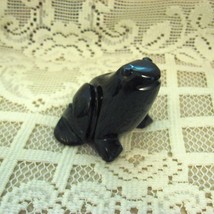 Carved Black Obsidian Handmade Frog From Peru, 2-1/4 Inches High - $32.00