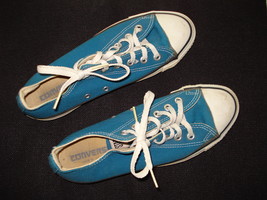 Vintage Converse All Star Chuck Taylor Lo Top Blue Sneakers Made in US SZ 6 Mens - £47.45 GBP