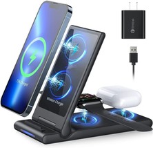 Wireless Charger Station, Foldable 3 in 1 Wireless Charger,15W Fast Char... - £23.96 GBP