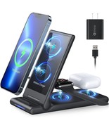Wireless Charger Station, Foldable 3 in 1 Wireless Charger,15W Fast Char... - £23.55 GBP