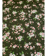 Robert Kaufman Cotton Fabric - APPLE BLOSSOM on Green Background by the ... - $93.53 MXN