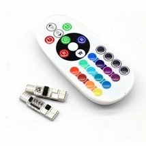 Auto Interior Light + Remote Controller 2pcs T10 RGB 16 Colors Changing ... - $13.68