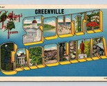 Grande Lettera Greetings From Greenville South Carolina Sc Lino Cartolin... - £3.17 GBP