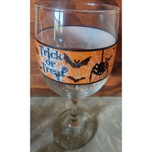 Halloween Stemmed Wine Goblet Trick Or Treat Bats &amp; Spiders 11.5 Ounce S... - £9.85 GBP