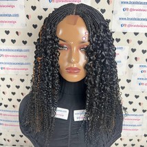 Half Braids Wavy Curls Small Box Braid Lace Closure Braided Wig For Black Women - £132.34 GBP