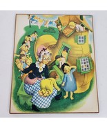 Vintage 1960s Nursery Rhyme Folk ART Print Laminated on Board 9.5x8 Inch... - $21.00
