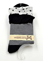 Women new black stripe ruffle layer dot  fashion ankle socks size 7-9 - £7,875.83 GBP